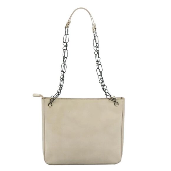 PRADA Chain Shoulder Bag Patent leather Beige Auth 109144 - Picture 2 of 16